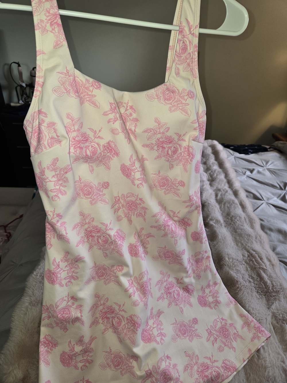 Pink Lily Blush Pink and Cream Floral Romper Dress